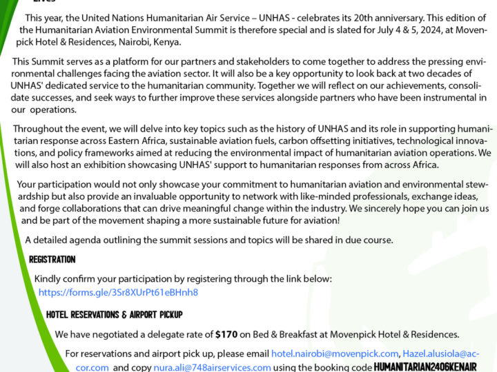 3rd Humanitarian Aviation Environmental Summit and The UNHAS 20th Anniversary Celebration